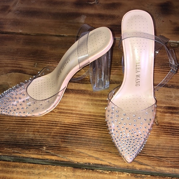Azalea wang gamma nude PVC heels wedding heels formal wide heels 37 rhin… - Picture 7 of 13
